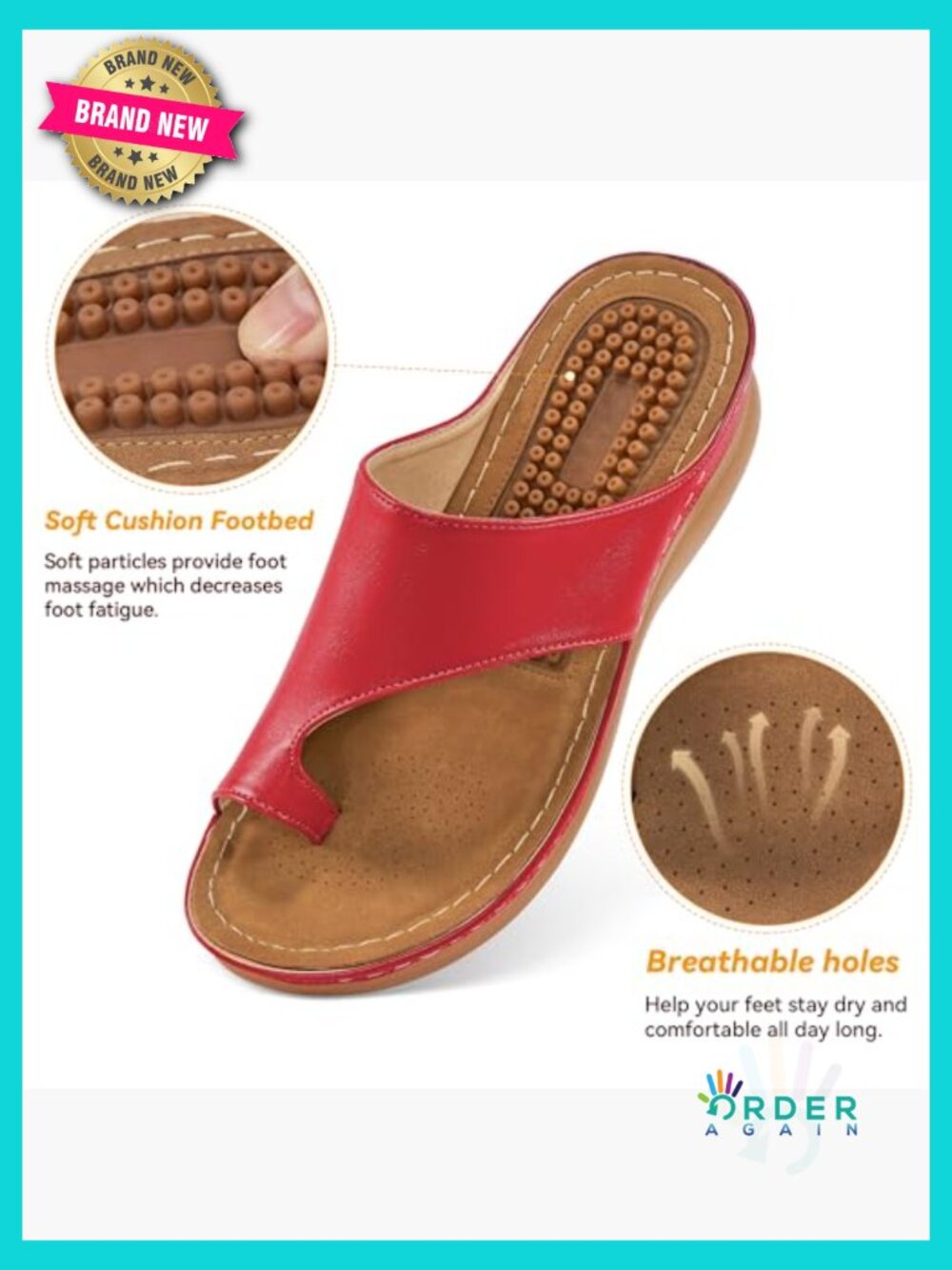 Orthopedic Wedge Sandals Comfortable Casual Walking Summer Platform Slip - Picture 4 of 7